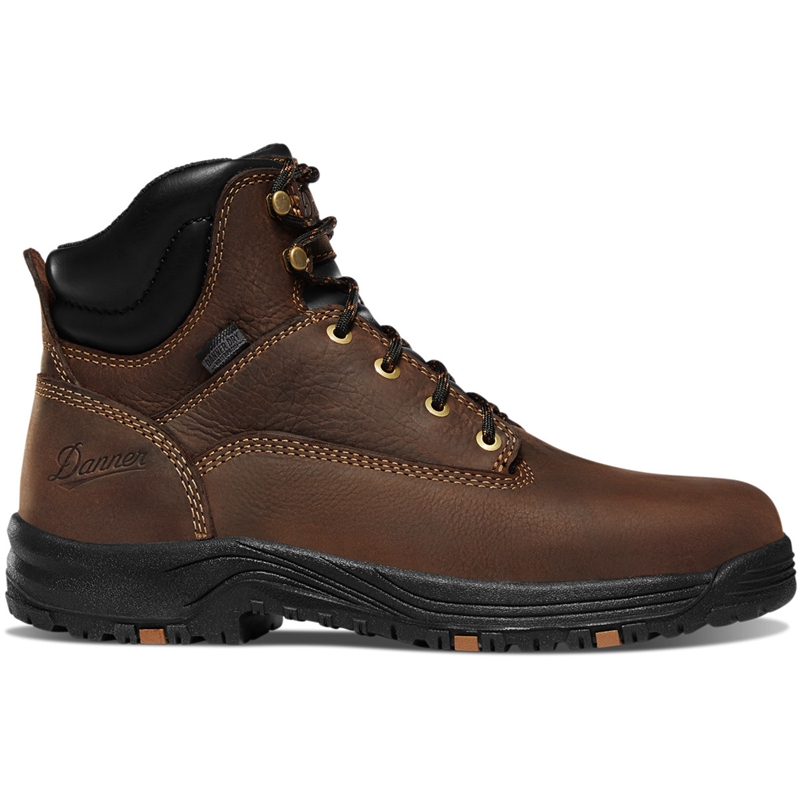 Brown Grey Women's Danner Caliper Work Boots | PIBDMFY-18