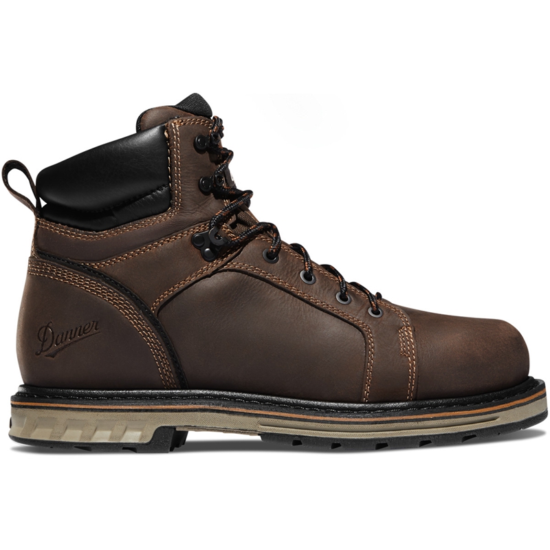 Brown Men's Danner Steel Yard Work Boots | IUQOPHJ-47