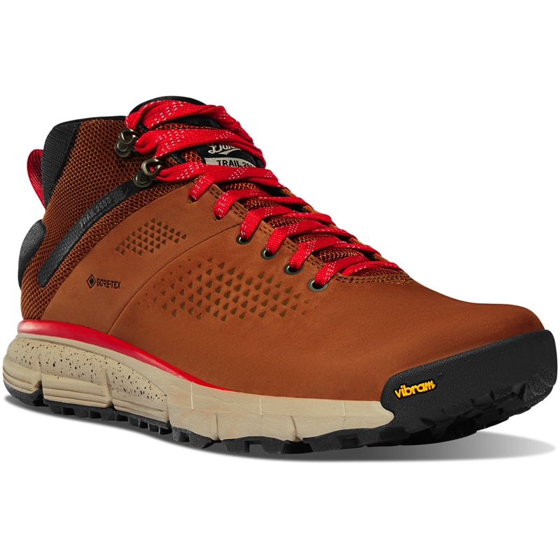 Brown / Red Men's Danner Trail 2650 Mid GTX Hiking Boots | OWGZFMN-50