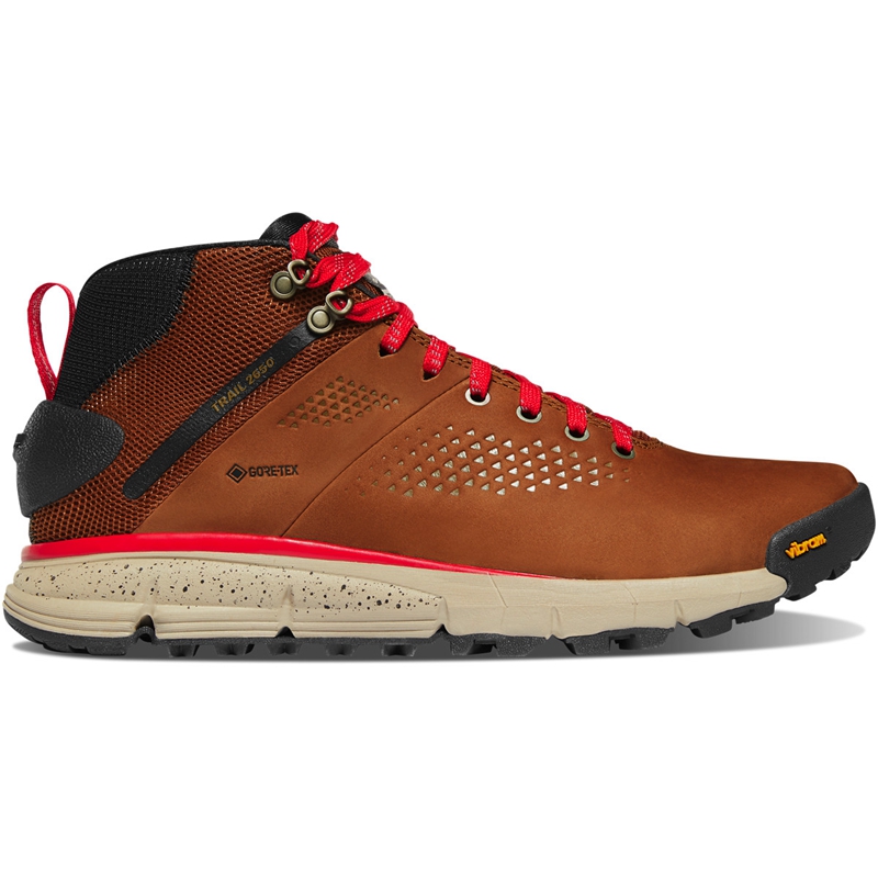 Brown / Red Men\'s Danner Trail 2650 Mid GTX Hiking Boots | OWGZFMN-50